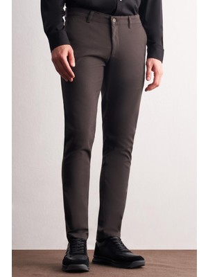 İmza Haki Yan Cep Düz Paça Pamuklu Slim Fit Chino Casual Pantolon 1003255160