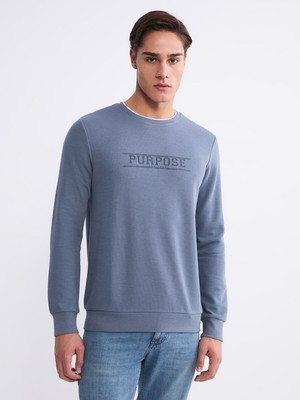 Lc Waikiki Yeni Sezon Bisiklet Yaka Baskılı Erkek Sweatshirt