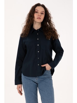 U.s. Polo Assn. Kadın Lacivert Gömlek Desenli 50316377-VR033