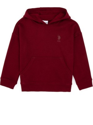 U.S. Polo Assn. Erkek Çocuk Bordo Kapüşonlu Basic Sweatshirt 50313941-VR014