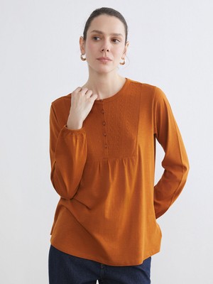 Lc Waikiki Yeni Sezon Bisiklet Yaka Nakışlı Bluz