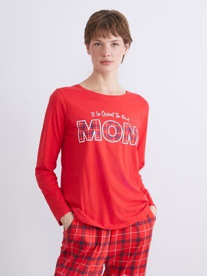 Lc Waikiki Yeni Sezon Bisiklet Yaka Baskılı Kadın Pijama Takımı