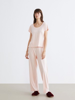 Lc Waikiki Yeni Sezon U Yaka Modal Karışımlı Kadın Pijama Takımı