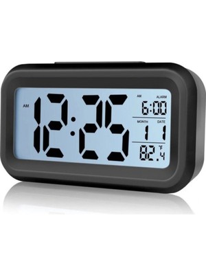 Venüs Shopping Akıllı Dijital Masa Saati Alarmlı Karanlık Sensörlü Fotoselli Siyah