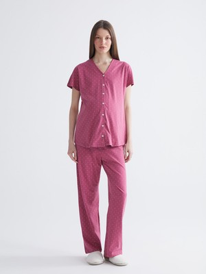 Lc Waikiki Yeni Sezon V Yaka Desenli Hamile Pijama Takımı
