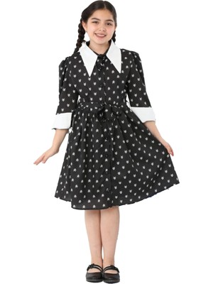 Modanino Kız Çocuk Elbise Yaka ve Manşet Detaylı Boydan Düğmeli ve Kuşaklı 7-12 Yaş 12420