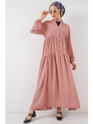 Bigdart 2527 Kadın Uzun Tesettür Elbise - Somon