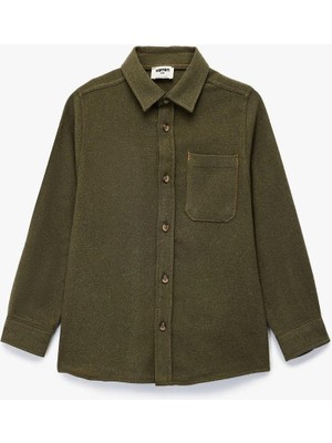 Koton Erkek Çocuk Uzun Kollu Klasik Yaka Tek Cepli Düğmeli Gömlek