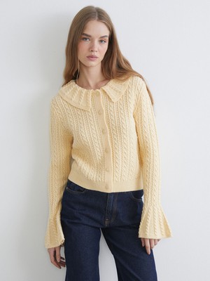 Lc Waikiki Yeni Sezon Bebe Yaka Kendinden Desenli Kadın Triko Hırka