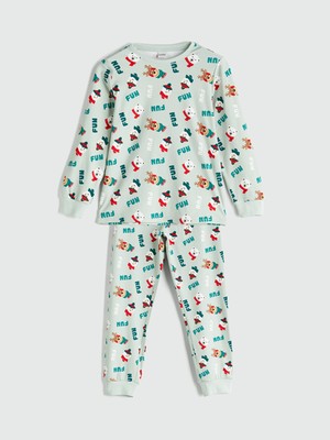Lc Waikiki Yeni Sezon Bisiklet Yaka Yılbaşı Temalı Erkek Çocuk Pijama Takımı