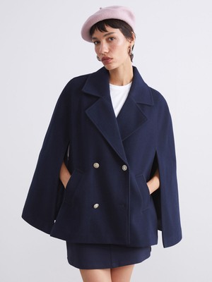 Lc Waikiki Yeni Sezon Kruvaze Yaka Kadın Kaşe Panço