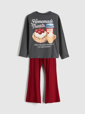 Lc Waikiki Yeni Sezon Bisiklet Yaka Baskılı Kız Çocuk Pijama Takımı