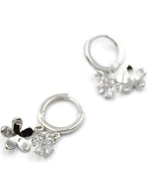 Venüs Shopping Zirkon Taşlı Çiçek Küpe - Gümüş