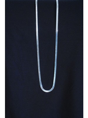 Lisinya Italyan Çelik Kolye 45CM 4mm Paslanmaz Gümüş