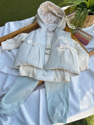 bebexy Fiyonklu  Yelekli Takım 3'lü