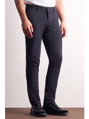 İmza Lacivert Yan Cep Düz Paça Pamuklu Slim Fit Chino Casual Pantolon 1003255165