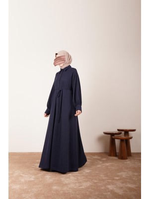 Ande Tesettür Kloş Triko Ferace - Lacivert