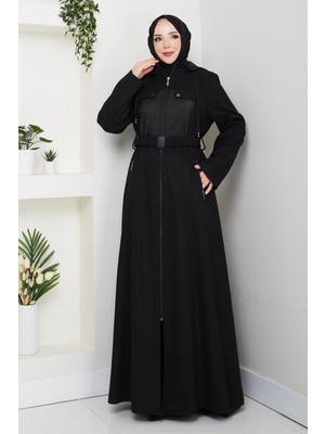 Doque Kışlık Kaşe Kadın Siyah Pardesü Genç Spor Büyük Beden 58004