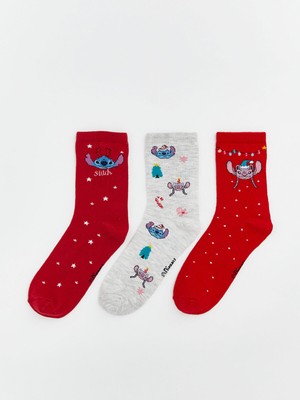 Lc Waikiki Yeni Sezon Stitch Desenli Kız Çocuk Soket Çorap 3'lü