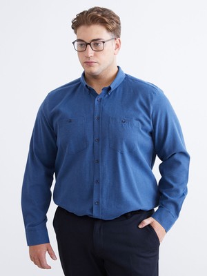 Lc Waikiki Yeni Sezon Büyük Beden Regular Fit Uzun Kollu Gabardin Erkek Gömlek