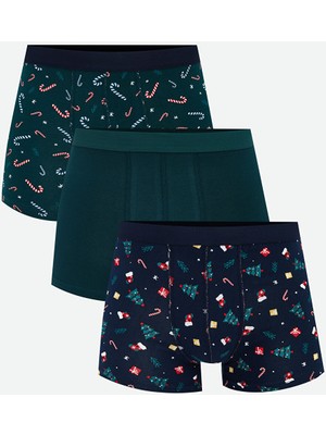 Lc Waikiki Yeni Sezon Standart Kalıp Yılbaşı Temalı Erkek Boxer 3'lü
