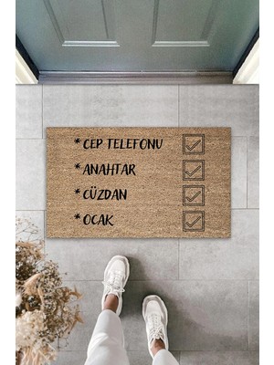Cep Telefonu Anahtar Cüzdan Ocak Yazılı Kapı Önü Paspası 45 cm