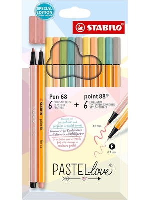 Mena Rise Point 88 & Pen 68 Pastellove - Keçe Uçlu ve Keçe Uçlu - 12'li Paket - Çeşitli Renkler