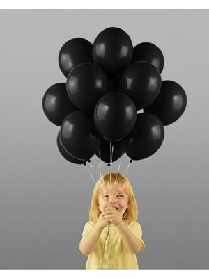 Evabrite 12INC Büyük Boy Siyah Renk Balon Yüksek Kalite 20 Adet - Doğum Günü Parti Süsü