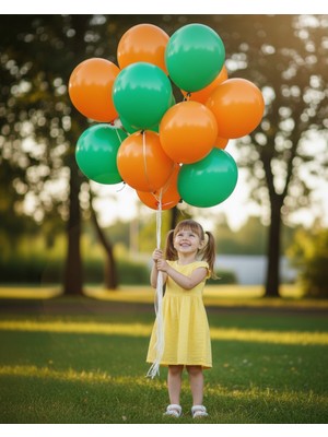Evabrite 12INC Büyük Boy Turuncu Yeşil Renk Balon Yüksek Kalite 5 Adet - Doğum Günü Parti Süsü