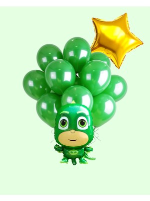 Evabrite Pijamaskeliler Folyo Balon Seti - Kertenkele Çocuk - Yıldız Folyo Doğum Günü Parti Seti