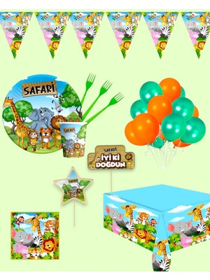 Evabrite Safari Temalı Doğum Günü Parti Seti 32 Kişilik - Safari Konsept Masa Süsleri