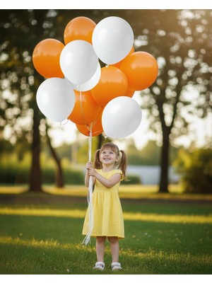 Evabrite 12INC Büyük Boy Turuncu Beyaz Renk Balon Yüksek Kalite 50 Adet - Doğum Günü Parti Süsü