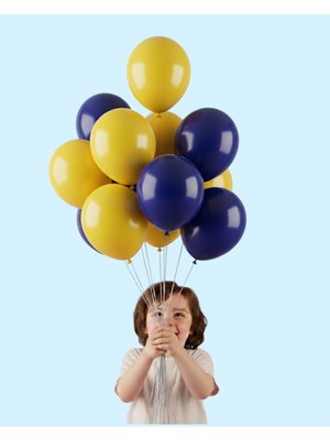 Evabrite 12INC Büyük Boy Sarı Lacivert Renk Balon Yüksek Kalite 20 Adet - Doğum Günü Parti Süsü