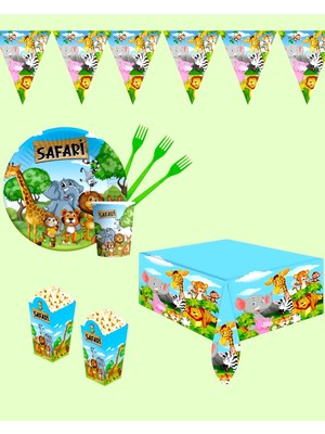Evabrite Safari Temalı Doğum Günü Parti Seti 16 Kişilik - Safari Konsept Parti Süsü