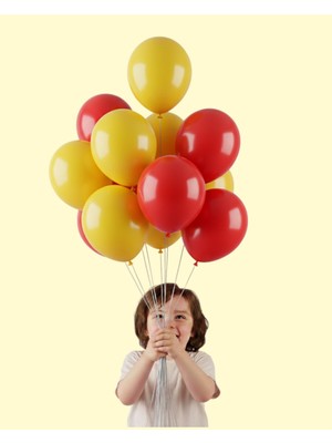 Evabrite 12INC Büyük Boy Sarı Kırmızı Renk Balon Yüksek Kalite 100 Adet - Doğum Günü Parti Süsü