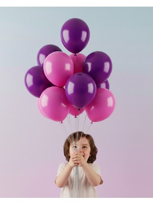 Evabrite 12INC Büyük Boy Pembe Mor Renk Balon Yüksek Kalite 20 Adet - Doğum Günü Parti Süsü