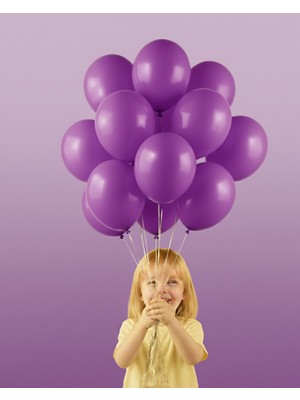 Evabrite 12INC Büyük Boy Mor Renk Balon Yüksek Kalite 10 Adet - Doğum Günü Parti Süsü