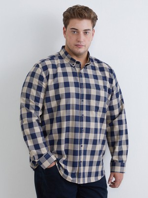 Lc Waikiki Yeni Sezon Büyük Beden Regular Fit Uzun Kollu Ekose Gabardin Erkek Gömlek