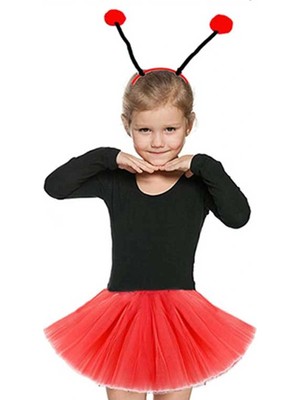 Venüs Shopping Gösteriler Için Kırmızı Uğur Böceği Tütü Etek ve Kırmızı Uğur Böceği Taç Seti