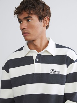 Lc Waikiki Yeni Sezon Polo Yaka Çizgili Erkek Kalın Sweatshirt