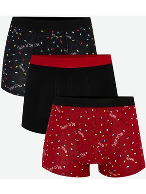 Lc Waikiki Yeni Sezon Standart Kalıp Yılbaşı Temalı Erkek Boxer 3'lü