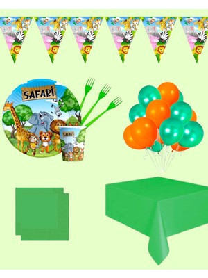 Evabrite Safari Temalı 32 Kişilik Doğum Günü Parti Seti - Safari Konsept Parti Süsü