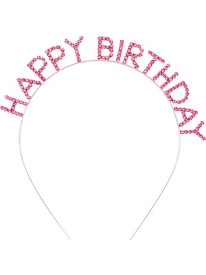 Venüs Shopping Pembe Renk Kristal Taşlı Gold Renk Kaplama Happy Birthday Taç 16X17 cm
