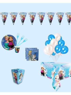 Evabrite Frozen Elsa Doğum Günü Parti Seti - Kız Çocuk Doğum Günü Süsleri 8 Kişilik
