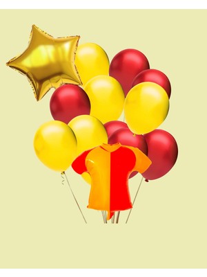 Evabrite Taraftar Sarı Kırmızı Forma Şekilli Folyo Balon Seti - Yıldız Folyo Doğum Günü Parti Seti