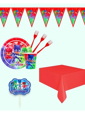 Evabrite Pijamaskeliler 24 Kişilik Doğum Günü Parti Malzemeleri Seti | Doğum Günü Eko Parti Seti