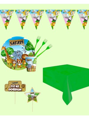 Evabrite Safari Temalı 32 Kişilik Doğum Günü Parti Seti - Safari Konsept Parti Seti