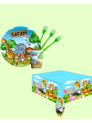 Evabrite Safari 8 Kişilik Doğum Günü Parti Seti - Safari Konsepti Doğum Günü Süsü