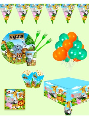 Evabrite Safari Temalı Doğum Günü Parti Seti 16 Kişilik - Çocuklara Özel Parti Süsleri