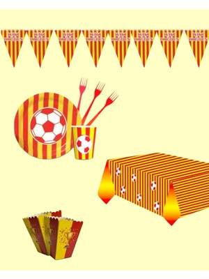 Evabrite Sarı Kırmızı Doğum Günü Parti Seti - Çocuklara Özel Taraftar Temalı Doğum Günü Konsepti 8 Kişilik